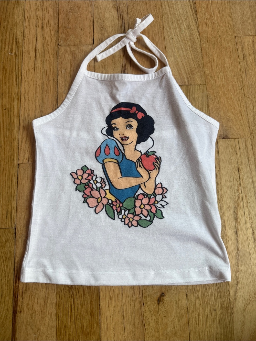 White Halter Tank with Classic Princess Graphic